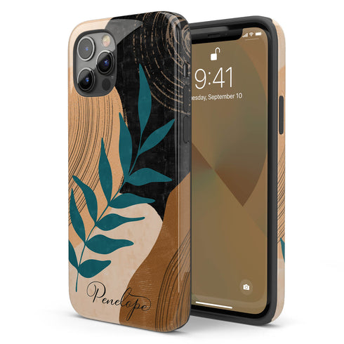 Abstract Flowers Custom Name iPhone Case